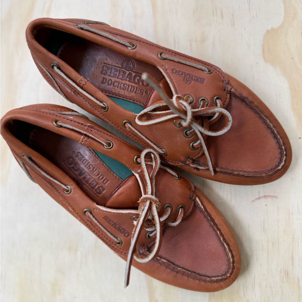 Sebago Brown Leather Boat Shoes